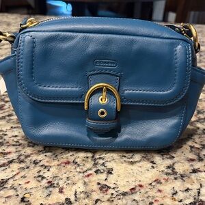 Coach Teal Leather Crossbody Bag with Gold Accents